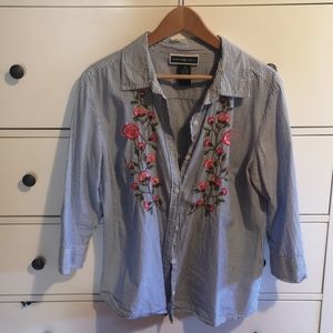 Karen Scott embroidered button down